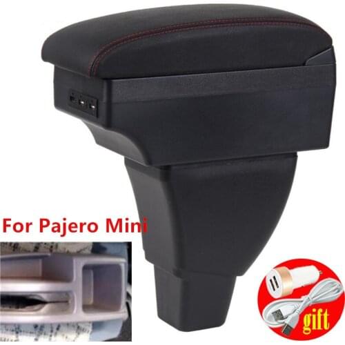 For Pajero Mini armrest box central Store content box car-styling decoration accessory with cup holder USB