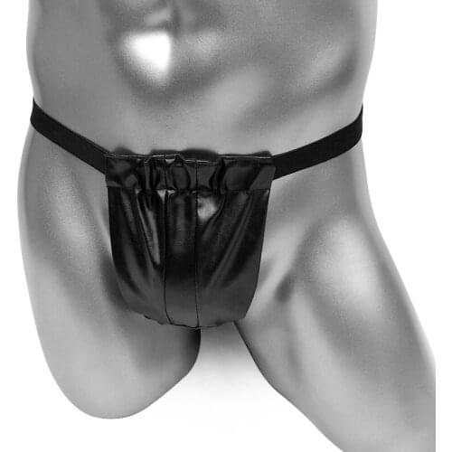 PU Leather Men Thong G-string Underwear Male Bikini Thongs Sexy Erotic Penis Pouch Gay T-back Micro Panties String Homme Tanga