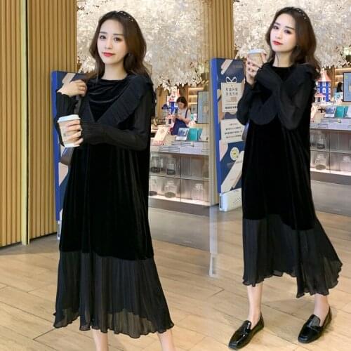 9510# Maternity Dress Spring Autumn Slimming Long Sleeve Easy Matching Loose Stylish Dress for Pregnant Women Mom Dress