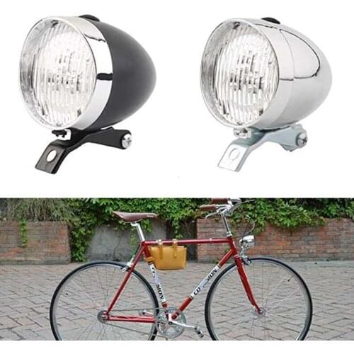 Retro Vintage Bicycle 3LED Front Light Headlight Safety Warning Night Light Bike Decoration Black Silver