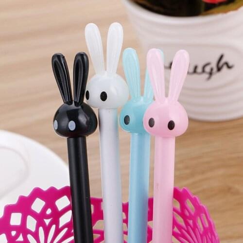 4PCS/lot 0.5mm Cute Cartoon Stationery Bunny Neutral Pen Stylish, Long Ear Rabbit Stationery Pen Creative Student Pen Office Pen