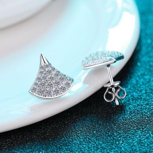Excellent Moissanite 0.76ct Gem 925 Sterling Silver Ear Studs Skirt Shape Fashion Diamond Wedding Earring Luxury Jewelry