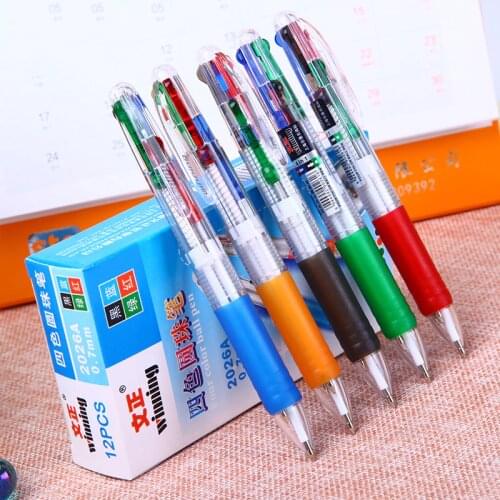 Winning 2026/2026A/2020 Multicolor Ballpoint Pen 0.7mm Four/Three Color Ball Pen School Office Supplies Click Writing Stationery