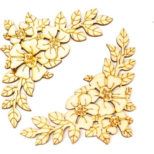 Mixed Lace Wooden Pattern Scrapbooking Art Collection Craft for Handmade Accessory Sewing Home Decoration DIY 4pcs