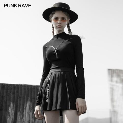 Sexy bottom T-shirt Punk Rave OPT-449TCF Simple zipper Small high collar