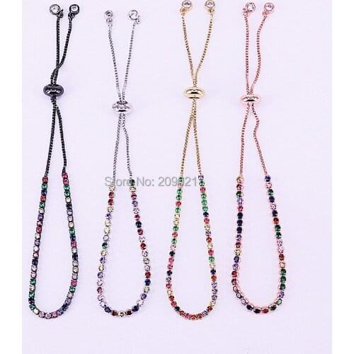 10Pcs Fashion Charm Pave CZ zircon adjustable chain bracelet for women girl bracelets jewelry findings making