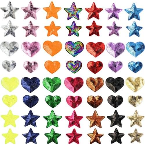 100pcs/lot Embroidery Patch Fashion Sequin Love Star Gold Silver Clothing Decoration Sewing Accessory Diy Iron Applique