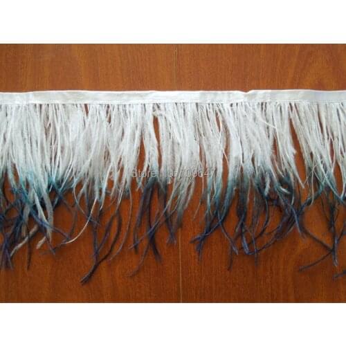 2meters/lot!5-6inches 12-15cm wide Navy blue+White Two Tone colour ostrich feather trimming,ostrich fringe,feather decoration
