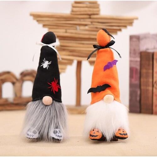 2021 Halloween Ornaments Dwarf Faceless Gnome Doll Skull Pumpkin With Lamp Dwarf Doll Home Party Window Decoration Accessories