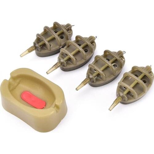 4pcs/set European Bait Thrower Fishing Bait Holder Inline Method Carp Feeder Mould Kit Plastic Baiting Tools Accessories