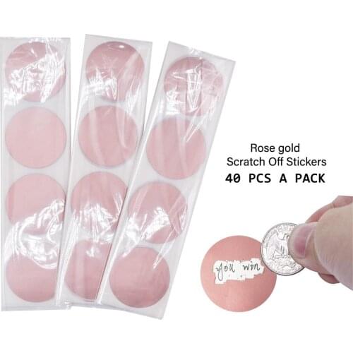 40Pcs/pack Scratch Off Stickers 1.5inch Round Shape Pink Color Blank for Secret Code Cover Home Game Wedding Party Toys Stickers