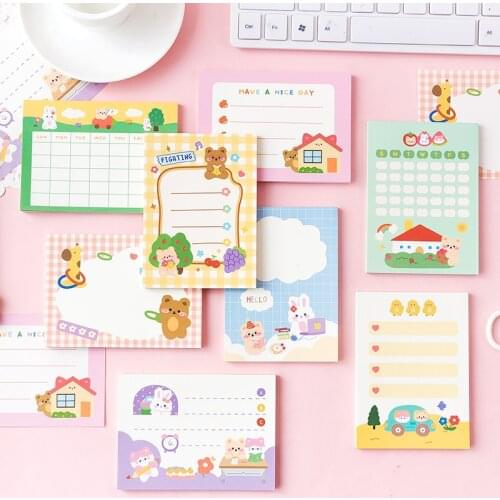 50Sheets/pack Cartoon Animal Rabbit Memo Pad Stickers Decal Sticky Notes Scrapbooking Diy Kawaii Notepad Diary 506