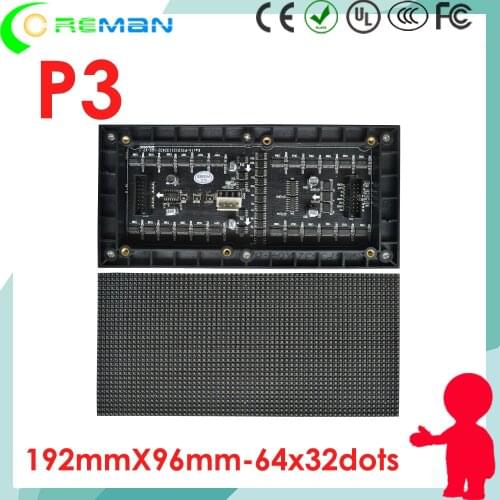 Ali express cheap price 32x64 p3 led sign module high brightness indoor led module 192x96mm 64x32 dotmatrix led p3 p4