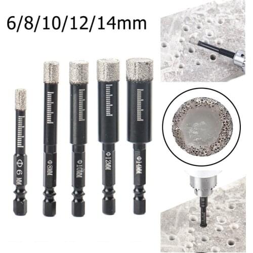 6/8/10/12/14mm Diamond Dry Drill Bits Hex Shank Hole Saw Cutter For Drilling Granite Marble Masonry Concrete Tile Ceramic Glass