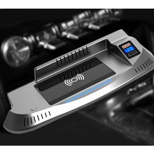 QI car wireless charger 15w fast charger charging plate phone holder for Ford Mustang accessories 2015-2021 for iPhone 8 11