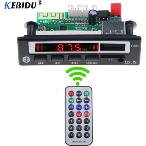 Kebidu Wireless Bluetooth 5.0 Car Audio USB TF FM Radio Module 5V 12V MP3 WMA Decoder Board MP3 Player with Remote Control
