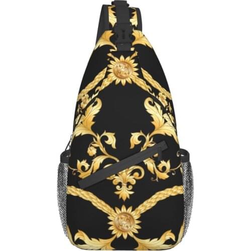 Noisydesigns Fashion Women Chest Bags And Fanny Packs For Men Golden Baroque Pattern Luxury Flower Zipper Pouch Unisex Dropship
