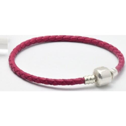 CKK Genuine 925 Sterling Silver Jewellery Rose Leather Bracelets for Women Fine Jewelry Accessories Bijoux pulseras