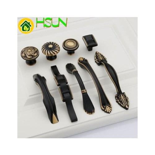 Black Brass Handle Chinese Style Shoe Cupboard Handle Pure Copper Drawer Cabinet Door Pull Antique Furniture Hardware Parts