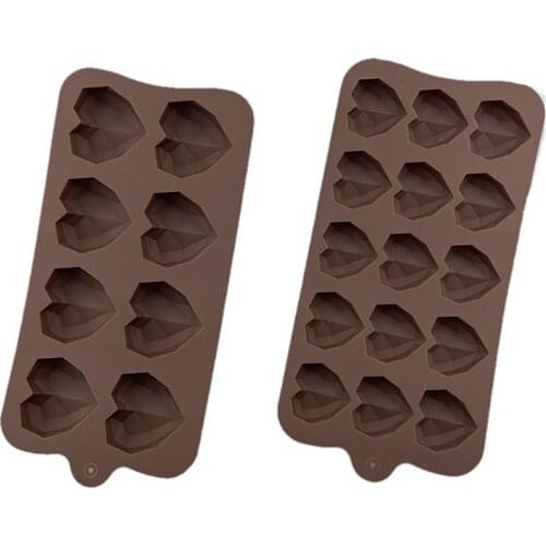 Heart Chocolate Molds 15 Diamond love Shape Silicone Wedding Candy Baking Molds 2021 Decorations Mould