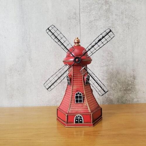 Dutch Windmill-Model-Toys Collectible Die Cast Home Furnishing Gifts Crafts Collection Handicraft Decorations Nostalgic