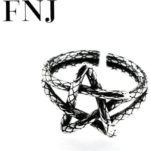 FNJ 925 Silver Rings Pentagram Adjustable Size Open Trendy Popular S925 Solid Thai Silver Ring for Women Jewelry