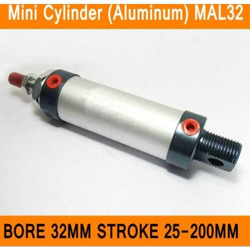 MAL32 Mini Cylinder CA Bore 32mm Stroke 25-200mm Rod Single Double Action Pneumatic Cylinder Aluminum Alloy Pneumatic Components