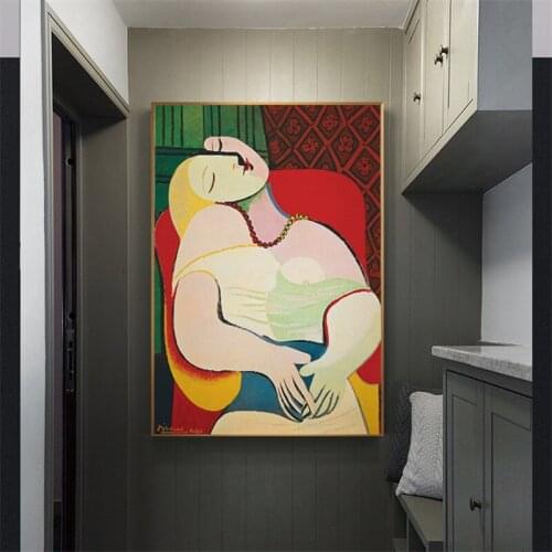 Dreaming Woman by Picasso Abstract Canvas Paintings Nordic Style Wall Art Pictures Posters and Prints for Living Room Decor