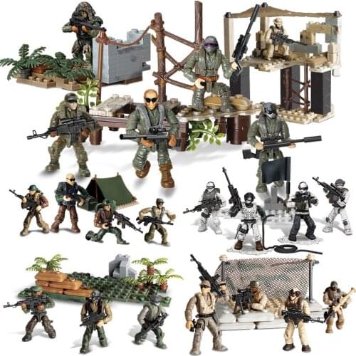 Compatible of military duty mini SWAT soliders figures Army weapons guns sets model building blocks bricks kit