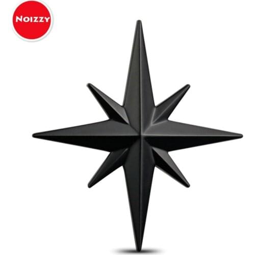 Noizzy Guide Star North Polaris Car Auto 3D Metal Badge Emblem Decor Sticker Black Pillar C Chrome Motorcycle Tuning Accessories