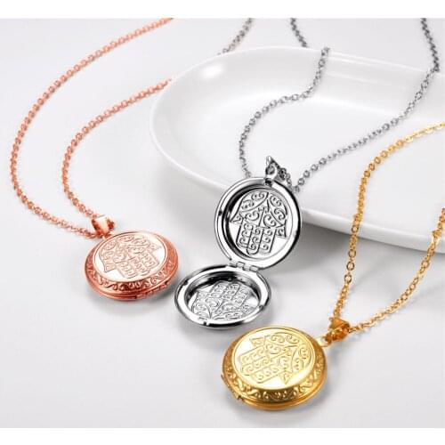 Newest hot sale interesting vintage openable locket pendant necklace women jewelry rose gold/yellow gold/steel color P3484G