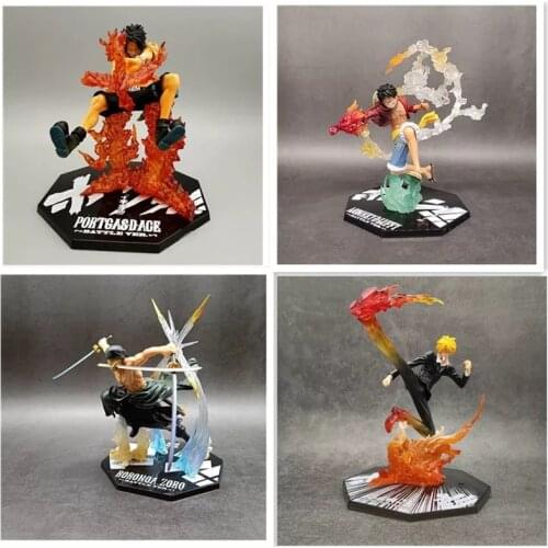 One Piece Portgas D Ace Monkey·D·Luffy Roronoa Zoro Battle Fire Action Figures Toys Collectible Figurines PVC Model Toy Figurine