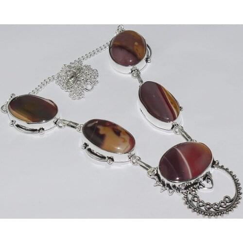 Mookaite Jaspers Necklace Silver Overlay over Copper , 50.5 cm, N2162