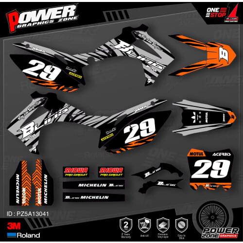 PowerZone Custom Team Graphics Backgrounds Decals 3M Stickers Kit For HONDA 2014-2017 CRF250R 2013-2016 CRF450R 041
