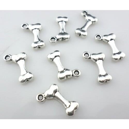 40pcs Tibetan Silver Alloy Dog Cat Bone Charms Pendants 7x15mm Jewelry Findings