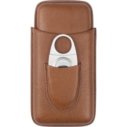 Portable Cigar Humidor Travel Genuine leather Cigar Case Outdoor Cigars Box Mens Gift High Quality Cigar Scissors Set Gif FB444