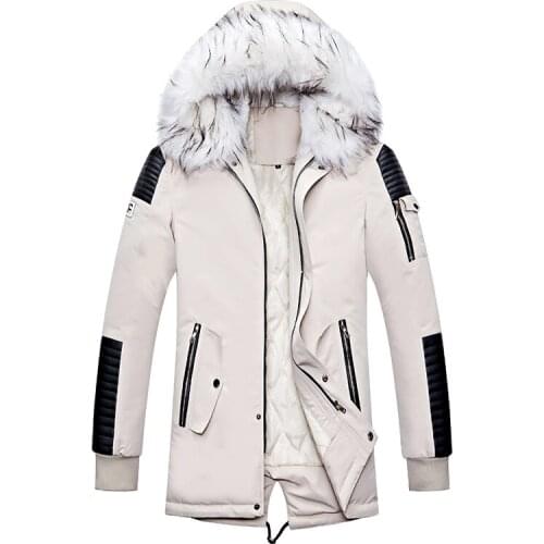 QSuper Winter Men Jacket Fur Hooded Collar Thick Warm Parka Mens Coats Long Length Outwear Male Brand Clothing Dropshipping