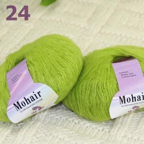 Sale New 2BallsX25g Luxury Soft Mohair Warm Wrap Shawl Hand Kniting Crochet Yarn 291-24 Jelly Lime