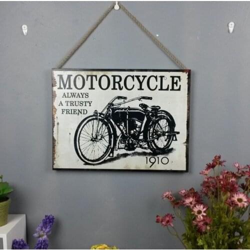 Retro wood to do the old coffee bar home decoration frameless painting wood painting wood vintage motorcycle