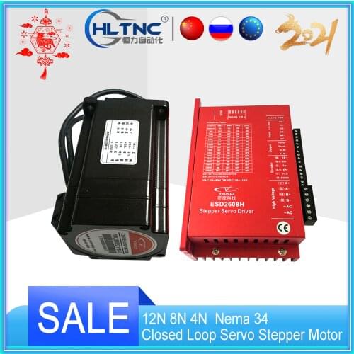 Yako 12N 8N 4N Nema 34 Closed Loop Servo Stepper Motor YK286EC 80 118 156 A1 with Driver ESD2608H for cnc machining