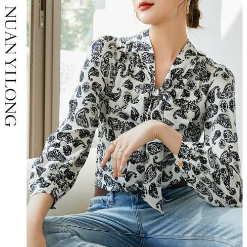 Silk shirt blouse French romancemulberry silk blouse Tops Shirt small Heavy silk shirt bow ribbon design elegant