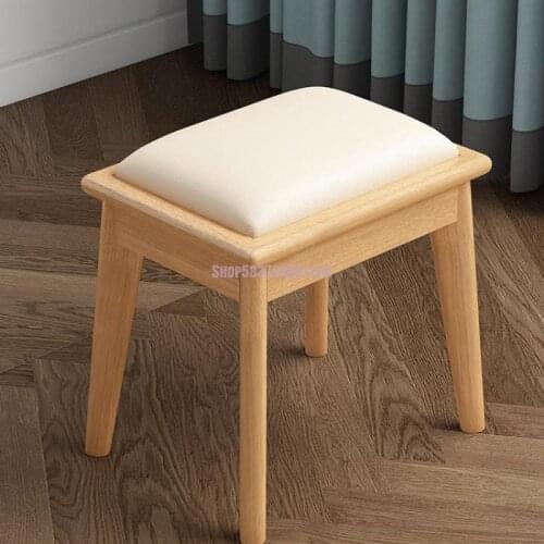 Nordic Solid Wood Simple Dressing Stool Small Family Living Room Dining Table Stool Changing Shoes Stool Bedroom Cloth Soft Bag
