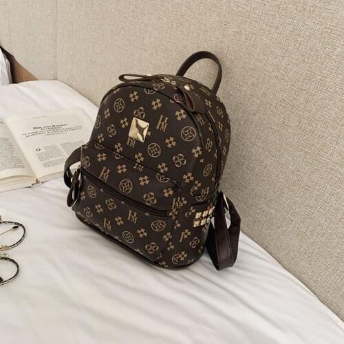 Style Small Backpack Classic Flower Backpack Cute Rivet Leisure Backpack Designer Luxurious Female Bag
