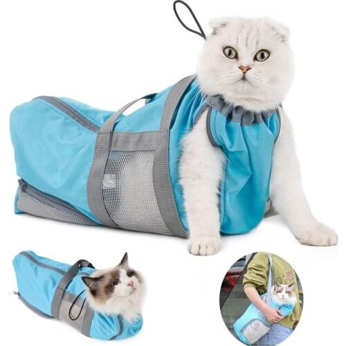 Cat Grooming Bag Mesh Restraint Cat Bag Nail Trimming Pet Hospital Medical Check Vet Tool Outdoor Cat Carrier Bag Health Care