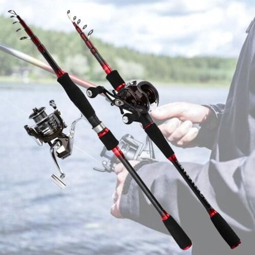 HFBIRDS Telescopic Fishing Rods 1.8m 2.1m 2.4m 2.7m Spinning Fishing Rod Carbon Fiber M Power Hard Portable Casting Tackle