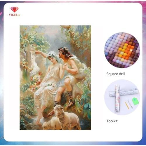 YIKELA 5D Full Square Drill Needlework Diamond Rhinestones DIY Myth And Sheep Diamond Painting Home Hobby Decor Wall Sticker Kit