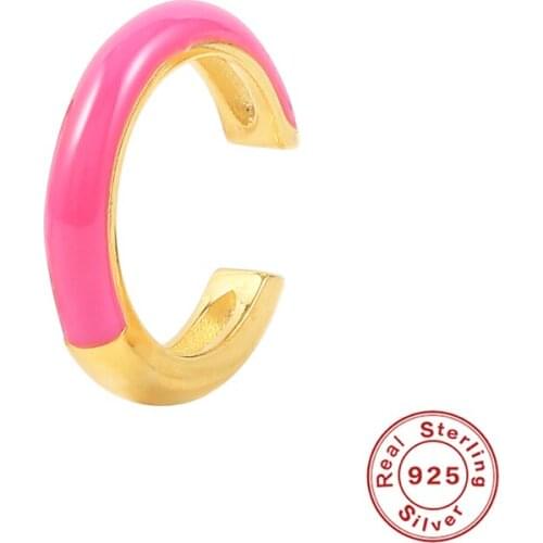 MC Single Macaron Enamel Earring for Girl Candy Colors 925 Sterling Silver Pendientes for Women Green White Pink Blue Ear Clip