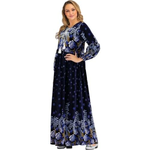 Dubai Muslim Abaya Kaftan Women Velvet Long Dress Robes Islamic Party Cocktail Gown Arab Jilbab Burqa Maxi Abaya Female Clothing