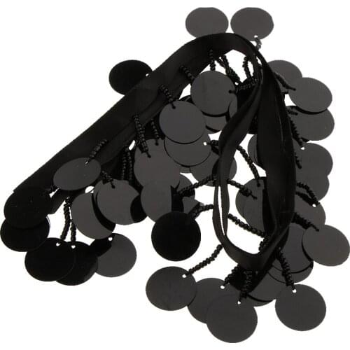 1 Yard Black Sequin Fabric Ribbon Applique Decorated Embellishment Sewing Accessories for Dance Clothes DIY Craft