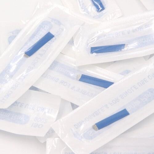 100pcs blue Microblading Needles 0.2mm U Shape 18 pins Blades Professional For Permanent Microblading Embroidery Pen